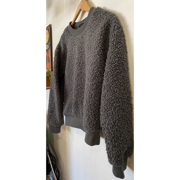 Truth By Republic Textured Faux Fur Gray Boxy Pullover Sweater Women Size XS - Picture 2 of 10